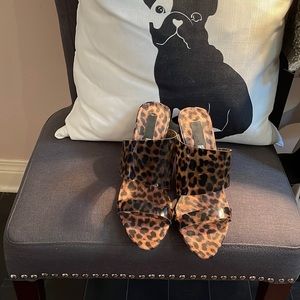 Zara zebra print acrylic heeled open toe shoes